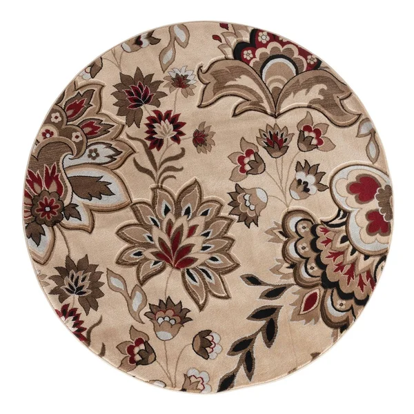 Glamour Collection Floral Area Rug - 5& Round - Cream/Beige