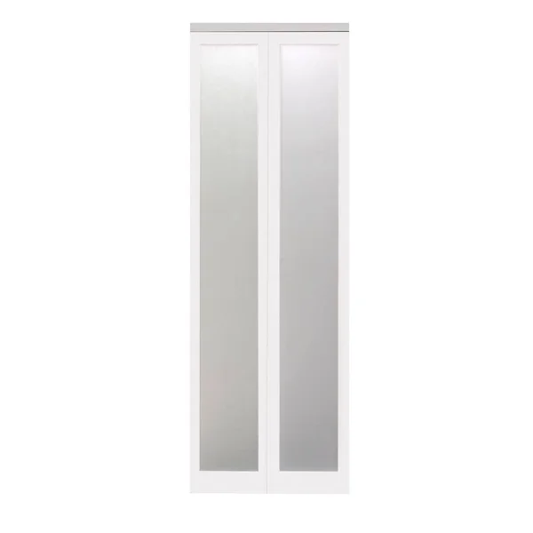 Impact Plus 30 in. x 80 in. Mir-Mel Primed Mirror Solid Core MDF Full-Lite Interior Closet Wood Bi-Fold Door with Chrome Trim
