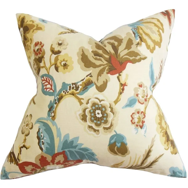 The Pillow Collection Ndele Floral Throw Pillow - Gray