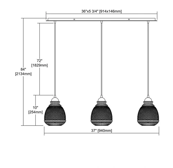 Round Globe Linear Pendant Light - Three Light Linear Mini Pendant with Clear Patterned Glass Globes - Silver