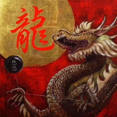 Framed Canvas Art - Yoyo Master by Lucia Heffernan ( fantasy - Horror & sci-fi > Mythical Creatures > Dragon Art art)