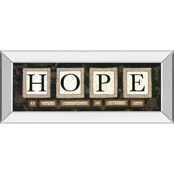 Black - Brown, and White Hope Mirror Framed Print Wall Art 42x22 x 18x22