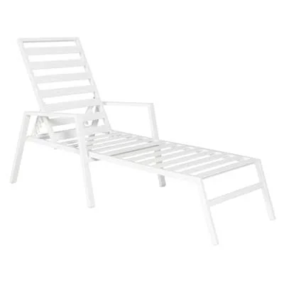at Home Rio White Outdoor Steel Slat Chaise Lounge - 76.8x22L x 38.0x22H x 25.1x22W