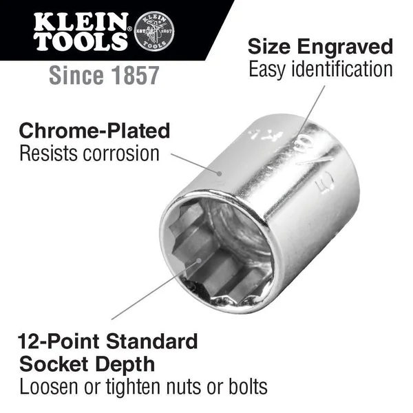 Klein Tools 65508 - 20-Piece 3/8 in. Drive Socket Wrench Set