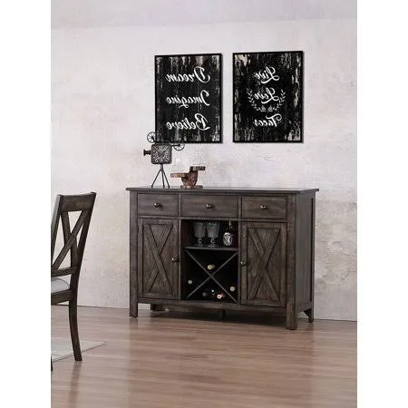 Itta Brown Wood Buffet Server with Wine Storage