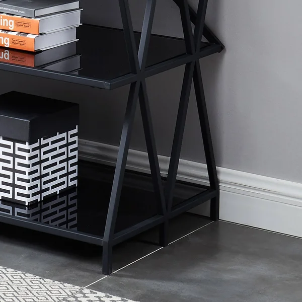 Furniture of America Albaric Modern Black Metal Display Bookcase - 5-Shelf Large