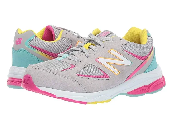 New Balance Girls& 888v2 Running Shoe - Grade School - Size: 7, Grey/Rainbow