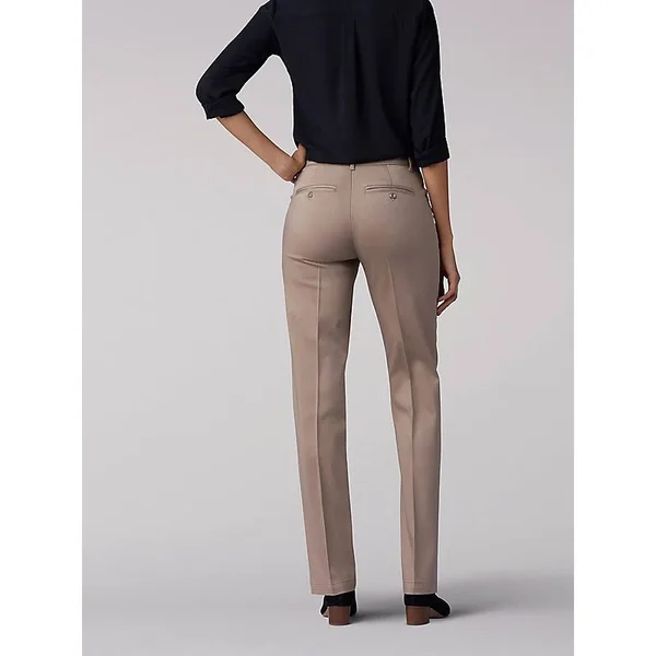 Women's Lee Flex Motion Straight-leg Pants Flax - Size: 6 Short