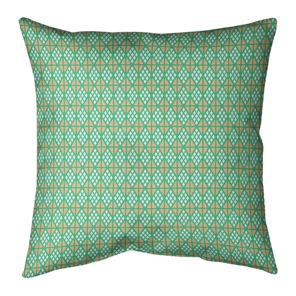 Two Color Plain Diamonds Throw Pillow - 18 x 18 - Green & Teal - Faux Suede