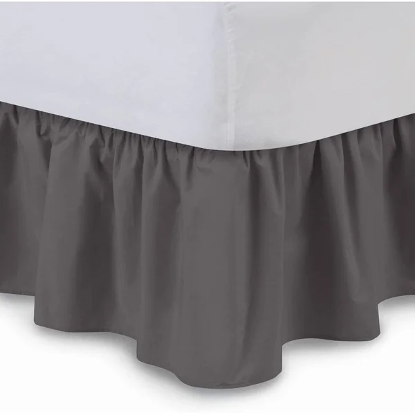 Ruffled Bed Skirt (Queen, Dove Grey) 21 inch Drop Bedskirt with Platform, Poly/Cotton Fabric, Available in All Bed Sizes and 16