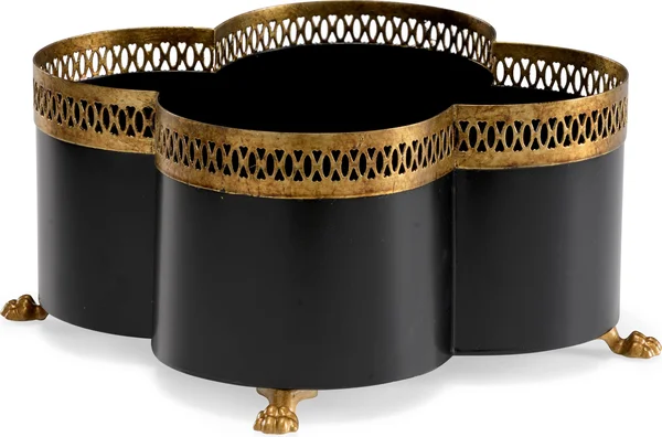 Chelsea House Tracery Quatrefoil Cachepot Black (Small