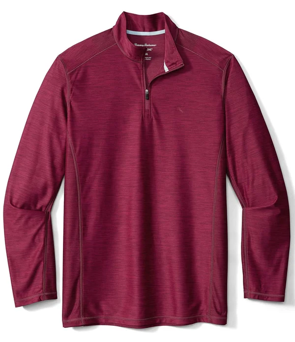Tommy Bahama Big Tall IslandZone Palm Coast Half-Zip Recycled Materials Pullover - Mens, 2XLT, Beet Red