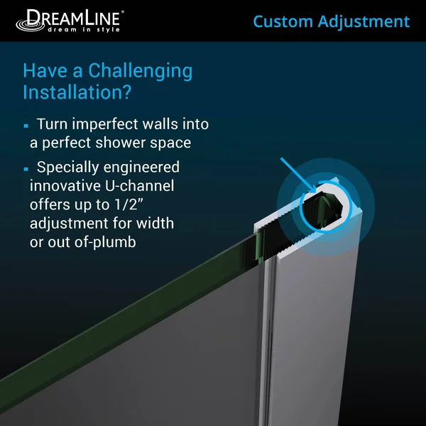 DreamLine SHDR-243757210-06 Unidoor Plus 37-1/2 to 38 in. W x 72 in. H Hinged Shower DOOR - Oil Rubbed Bronze Finish Hardware