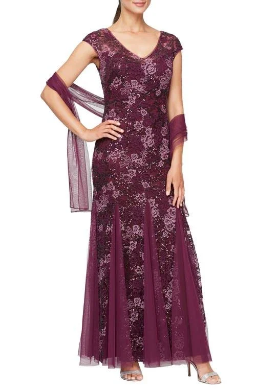 Women's Alex Evenings Sequin Embroidered Trumpet Gown - 14 - Rose Gold