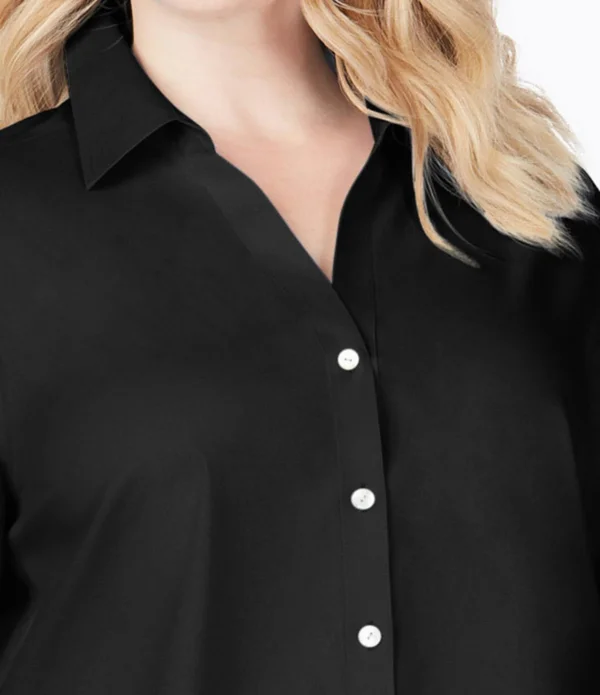 Foxcroft Mary Non-Iron Stretch Cotton Button-Up Shirt - White - 22W