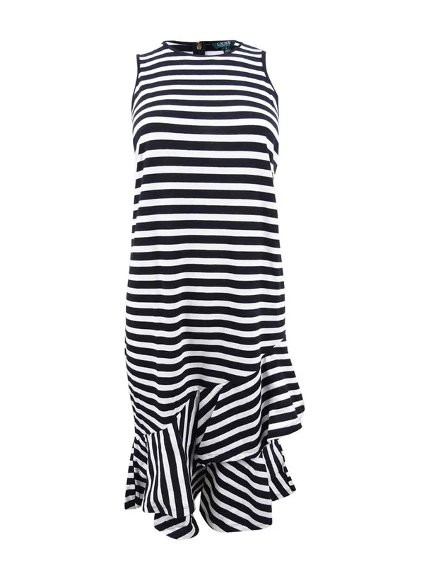 Lauren Ralph Lauren Women's Sleeveless Striped Cotton Dress (XXL - Black)