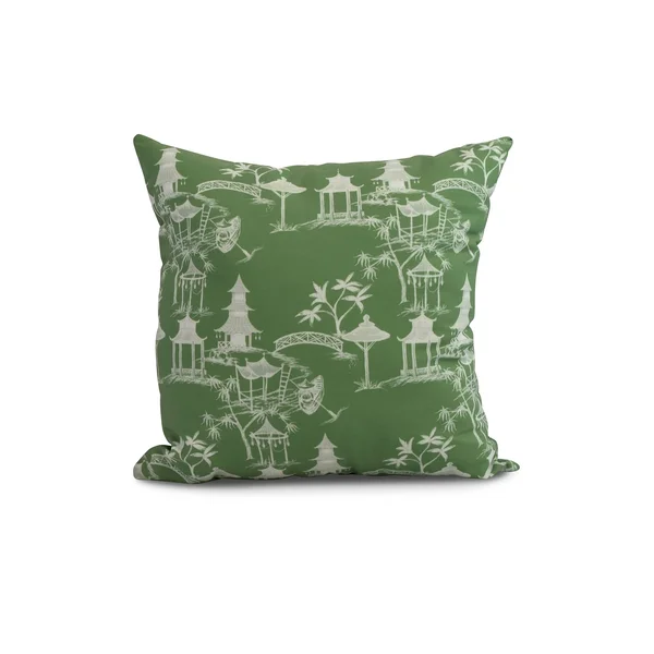 Simply Daisy - 20 x 20 inch, Chinapezka, Floral Print Outdoor Pillow, Green