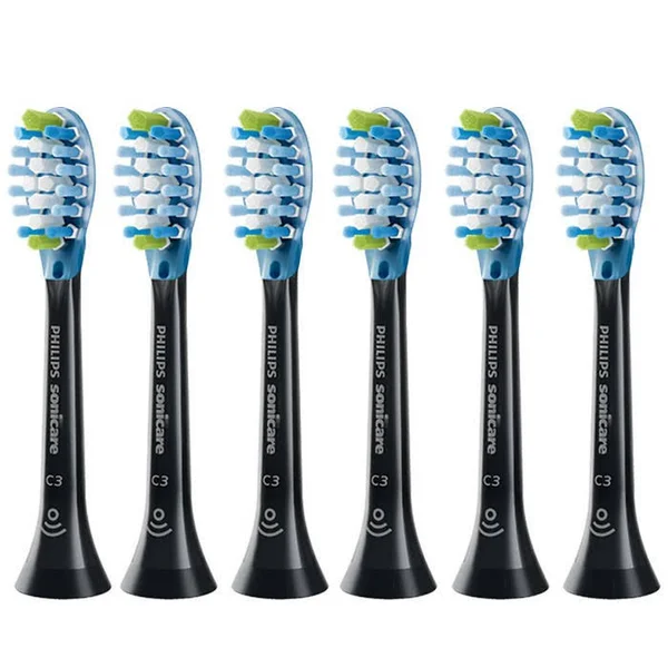 Philips Sonicare Premium Plaque Control with BrushSync, Replacement Toothbrush Heads, Black 6-Pack