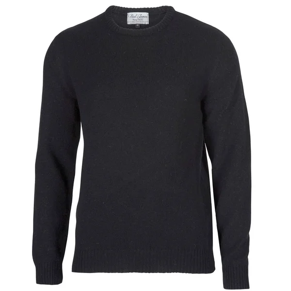Mens 100% British Lambswool Crew Neck Jumper - Black, S