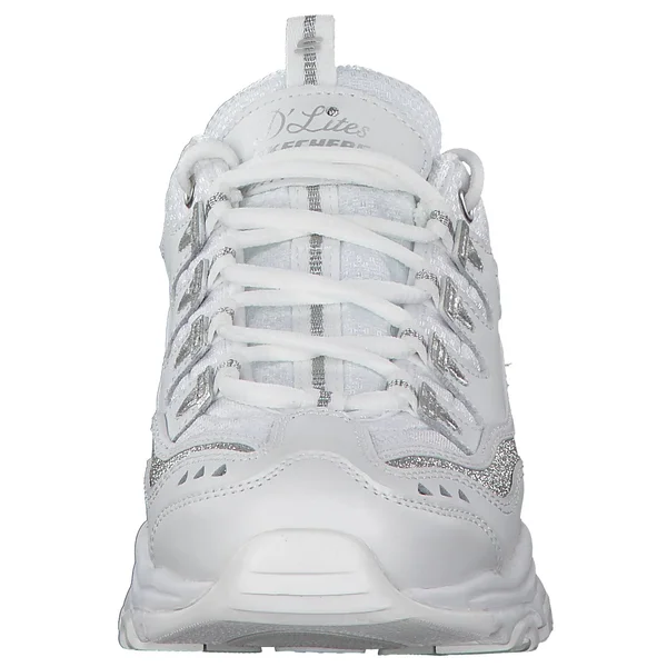 Skechers Women's D&Lites Now and Then Sneaker, Size: 9, White/Silver