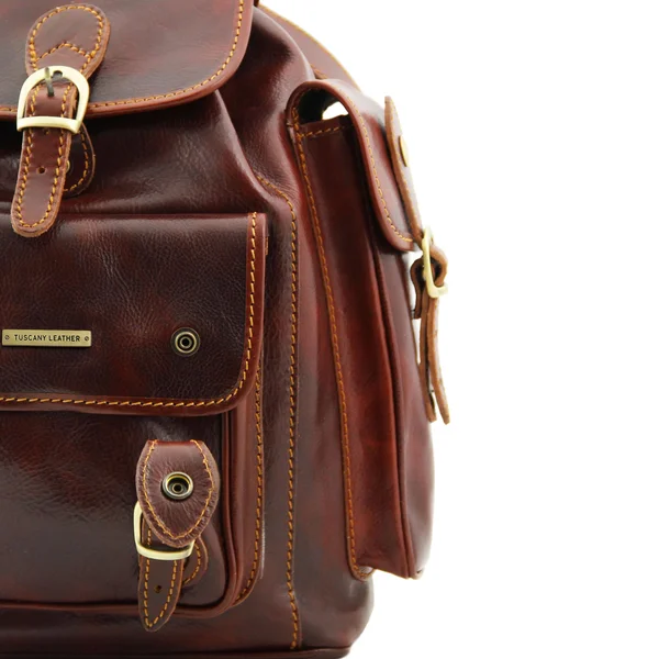 Pechino - Leather Backpack - Brown