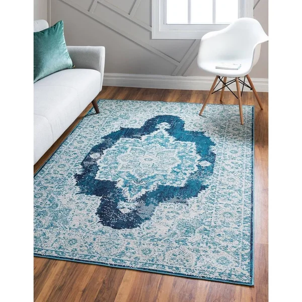 Unique Loom Charm Modern Area Rug 9& x 12& Rectangle Pink/Ivory