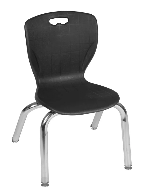 Regency TB42RNDCHAPCBK45BK Kee 42 in. Round Height Adjustable Classroom Table - Cherry & 4 Andy 12-in Stack Chairs Black