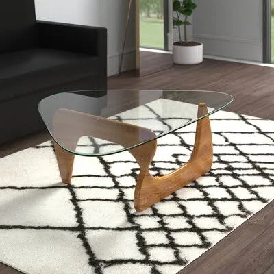 Almendarez Abstract Coffee Table Mercury Row Table Base Color: Walnut