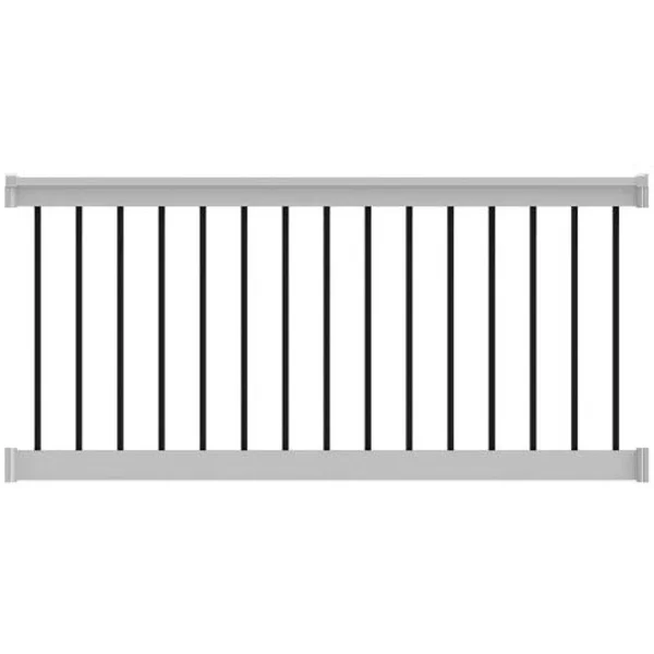 Deck Railing Finyl Line T-Top Vinyl White Round Level - 6 ft. x 36 in.