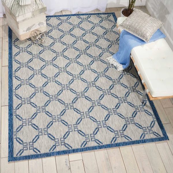 Nourison Garden Party GRD02 Area Rug, Ivory Blue, 6& x 9&