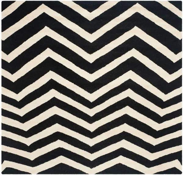 Safavieh Cambridge CAM714K Black, Ivory Rug 6&x 6& Square
