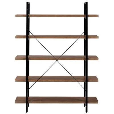 O'Toole Maziarz Bookcase with Rustic Wood and Metal Frame 17 Stories Color: Brown