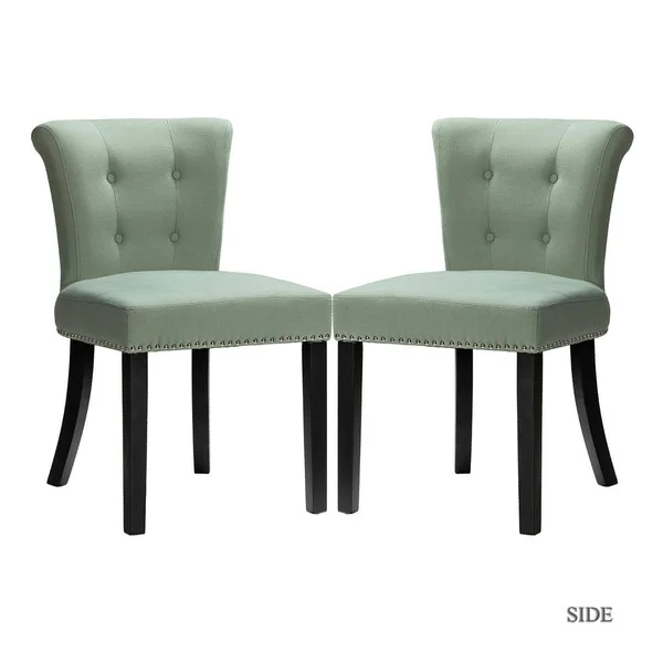 Jayden Creation Berta Sage Nailhead Tufted Upholstered Side Chair Set of 2 - Green