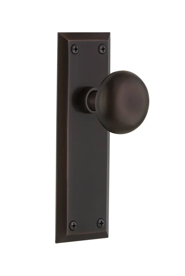 Nostalgic Warehouse 700337 New York Plate Passage New York Door Knob - Timeless Bronze