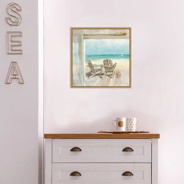Amanti Art 'Seaside Morning' Framed Canvas Wall Art, Brown, 16x16
