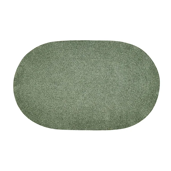 Better Trends Chenille Braid Collection Durable Stain Resistant Reversible Diluth Green 42 in. x 66 in. Oval Solid Polyester Are