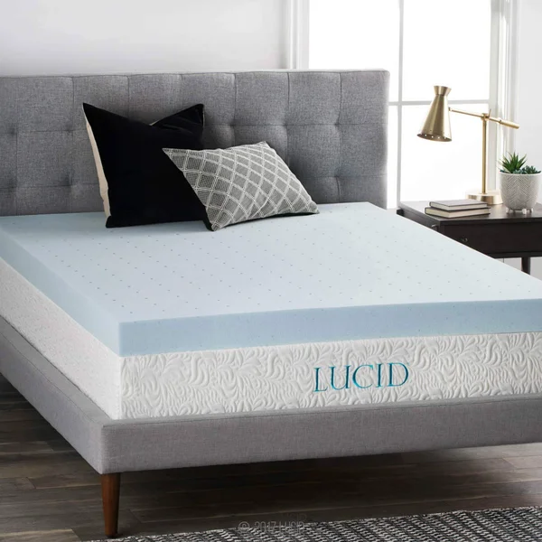 4x22 Memory Foam Mattress Topper Lucid Color: Light Blue, Size: Twin