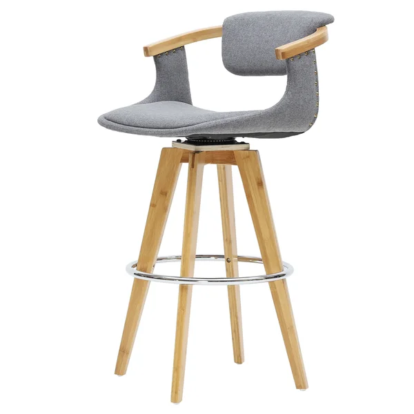 New Pacific Direct Darwin Fabric Bamboo Counter Stool