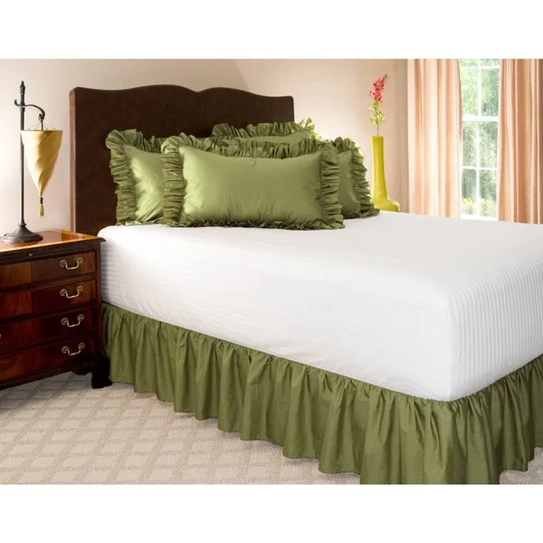 Ruffled Bed Skirt (Queen, Dove Grey) 21 inch Drop Bedskirt with Platform, Poly/Cotton Fabric, Available in All Bed Sizes and 16
