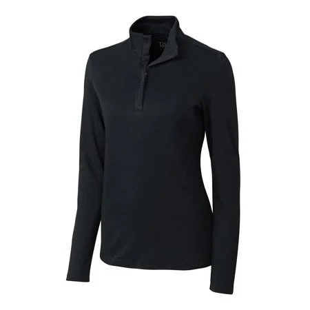Adidas Cutter & Buck Women's Long sleeve Belfair Pima Half Zip, Black - XS