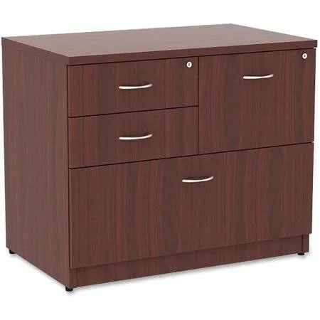 Lorell Essentials 4-Drawer Lateral Filing Cabinet - Finish: Mahogany