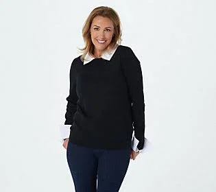 Laurie Felt Layered Sweater, Size XX-Small, Black