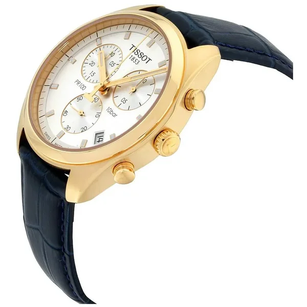 Tissot Men's Stainless Steel Watch - Rose Gold Dial - Black Faux-Leather Band