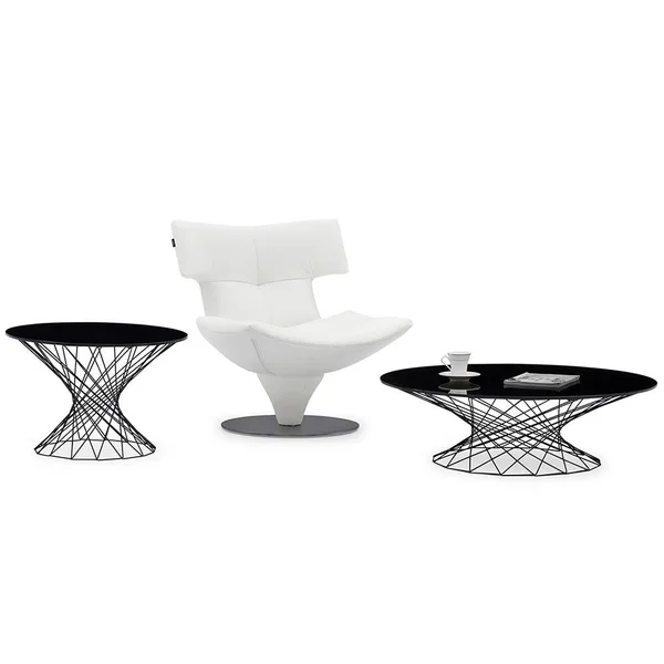 Zuri Modern Stratos End Table - Black Opaque Glass with Black Powder Coated Stainless Steel Base