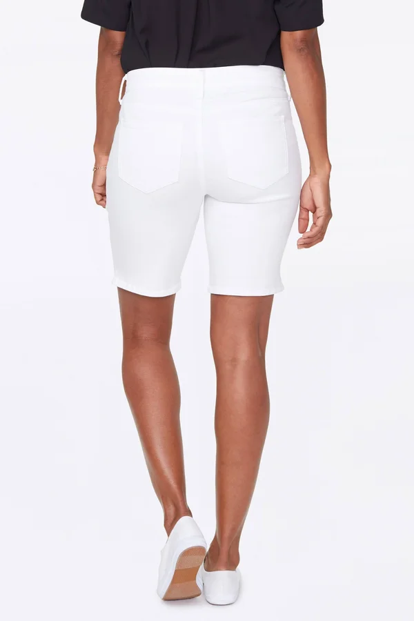 Petite Women's Nydj Ella Side Slit Denim Shorts - 6p - Optic White