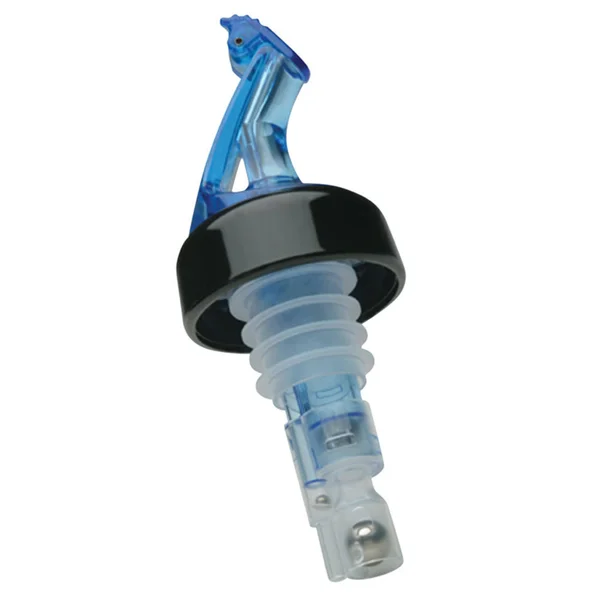 Precision Pours 12 Bl C/F 0.5 oz. Ocean Blue Measured Liquor Pourer with Collar and Fliptop - 12/Pack