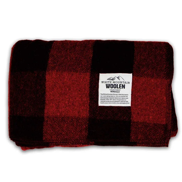Minus33 White Mountain Woolen Camp Blanket Grey/Blue Plaid