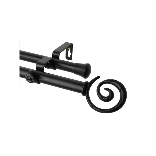 Rod Desyne Spiral Double Curtain Rod - Black