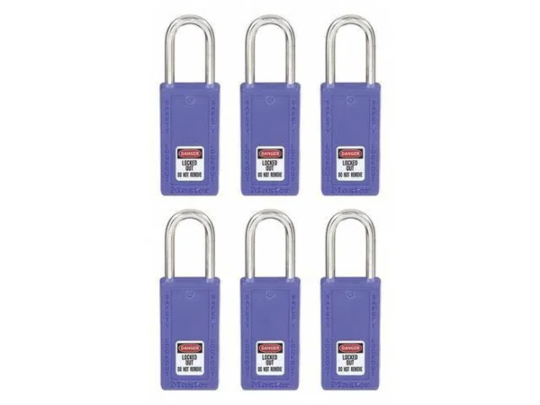 Master Lock 411KAS6BLU Lockout Padlock, ka, blue, 3x22h, pk6