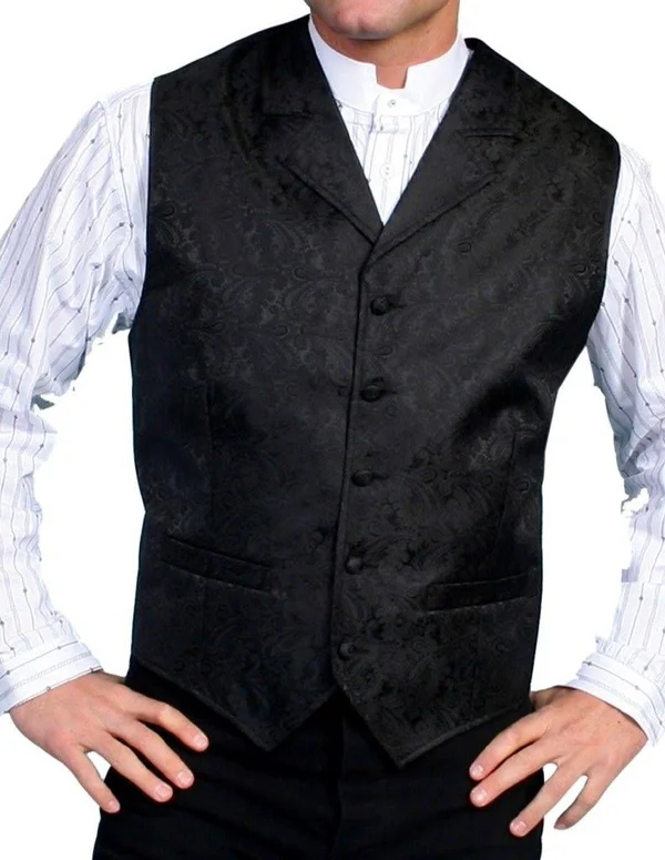 Scully Old West Vest Mens Paisley Formal Polyester RW093 Black